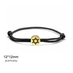 Rope bracelet with the Jewish symbol, the Star of David in black and gold