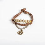 Cord Bracelet with 4-Leaf Clover and Yellow Beads