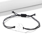 Cord Bracelet with Black and Silver Four-Leaf Clover Lucky Charm