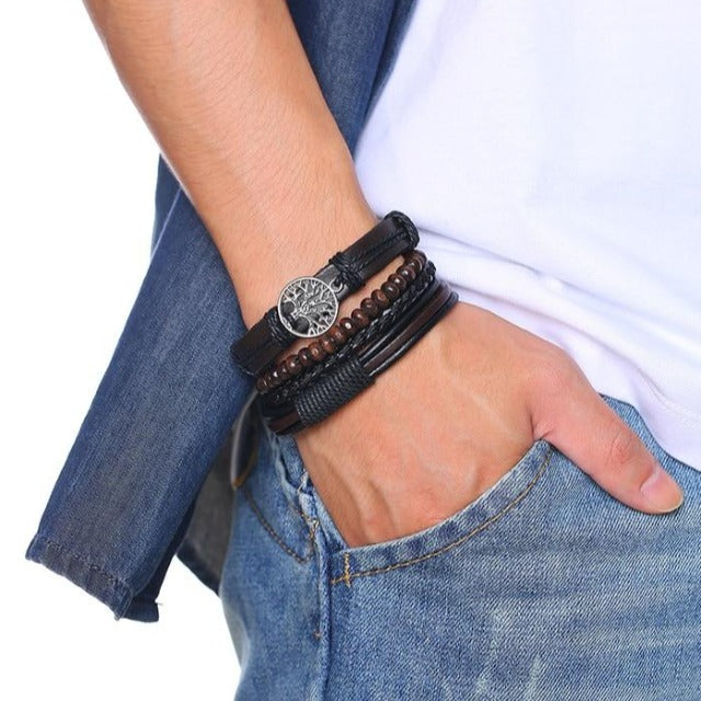 Men's Tree of Life Leather Bracelet