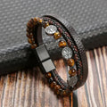 Leather Bracelet Tree of Life Beads Men style 1