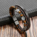 Leather Bracelet Tree of Life Beads Men style 1