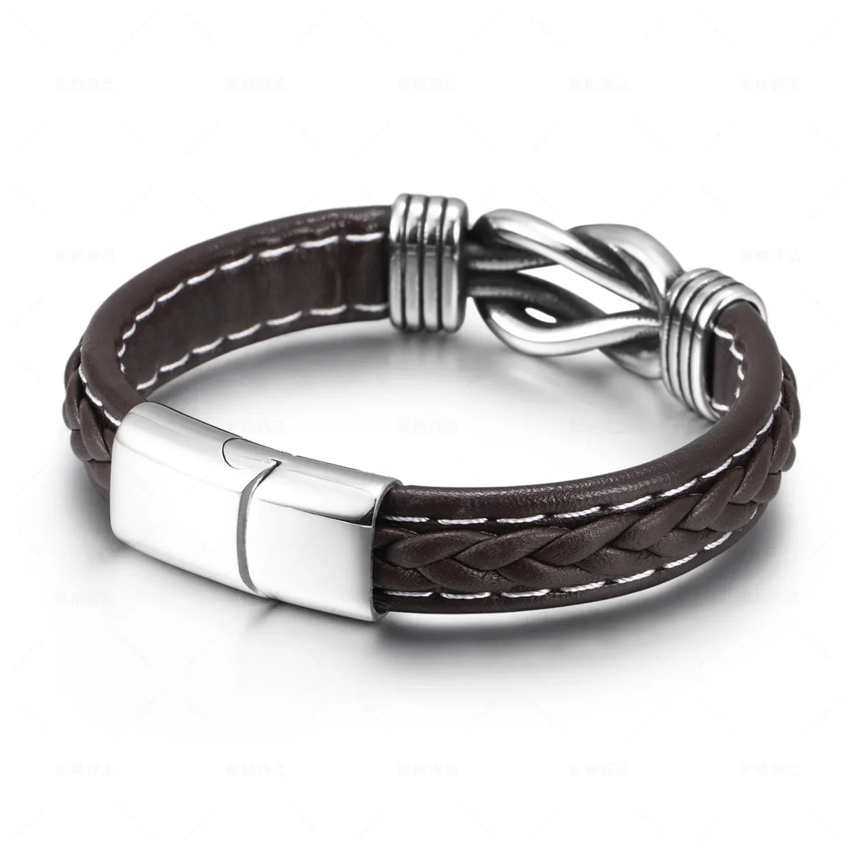 Men’s brown leather bracelet with knot