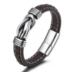 Men’s brown leather bracelet with knot