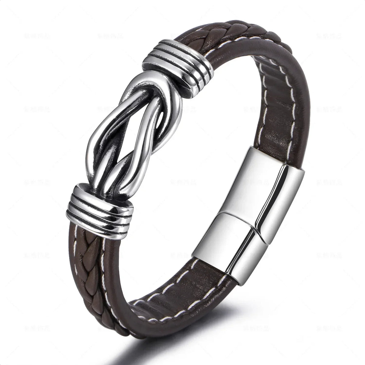Men’s brown leather bracelet with knot