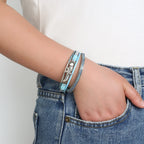 Blue shell and starfish leather bracelet