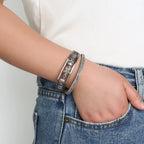 Gray shell and starfish leather bracelet