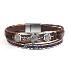 Brown shell and starfish leather bracelet