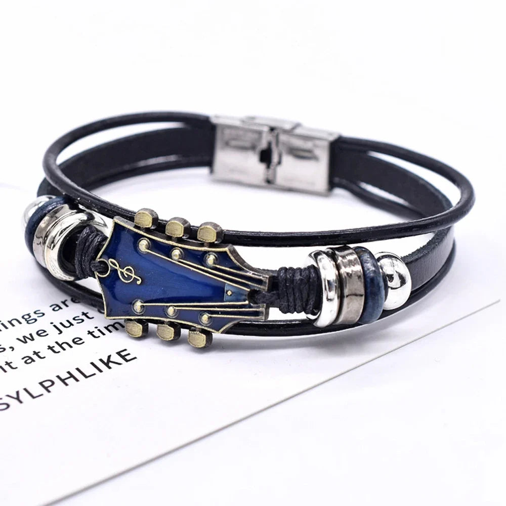Rock ’n’ roll guitar leather bracelet