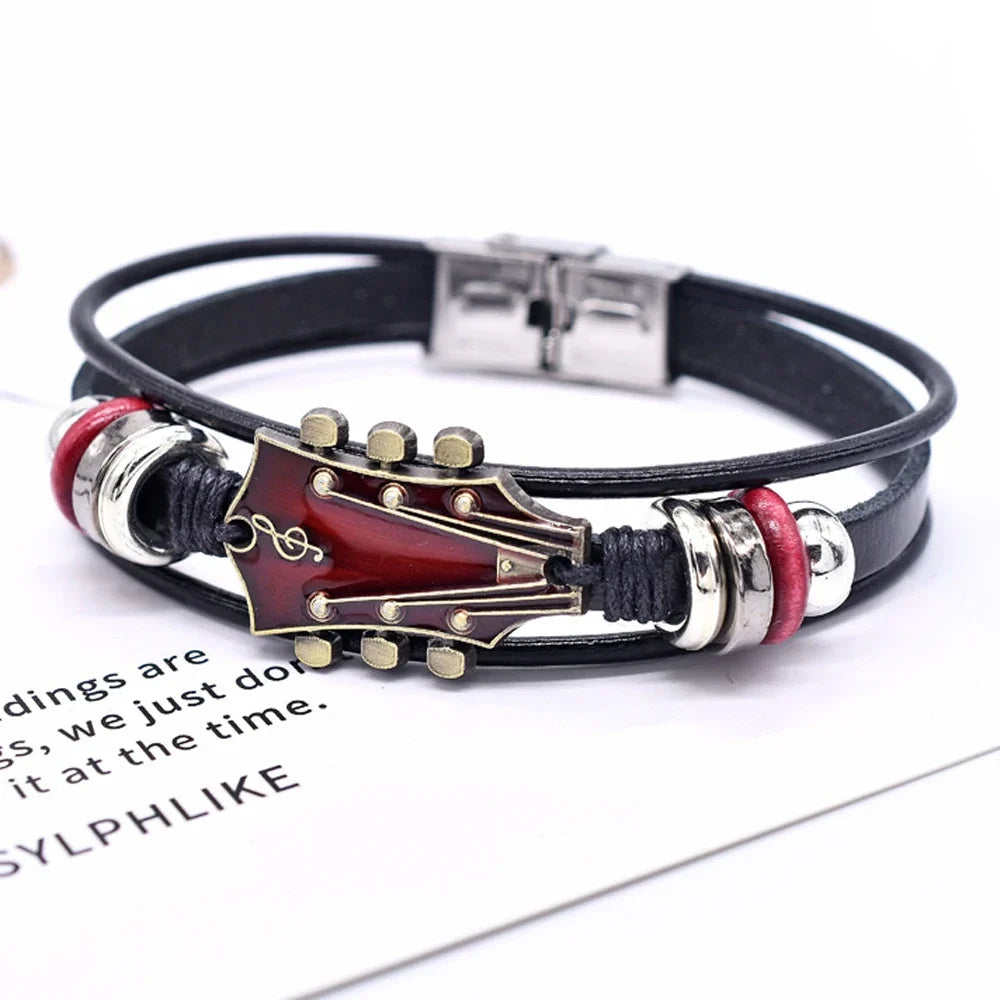 Rock ’n’ roll guitar leather bracelet