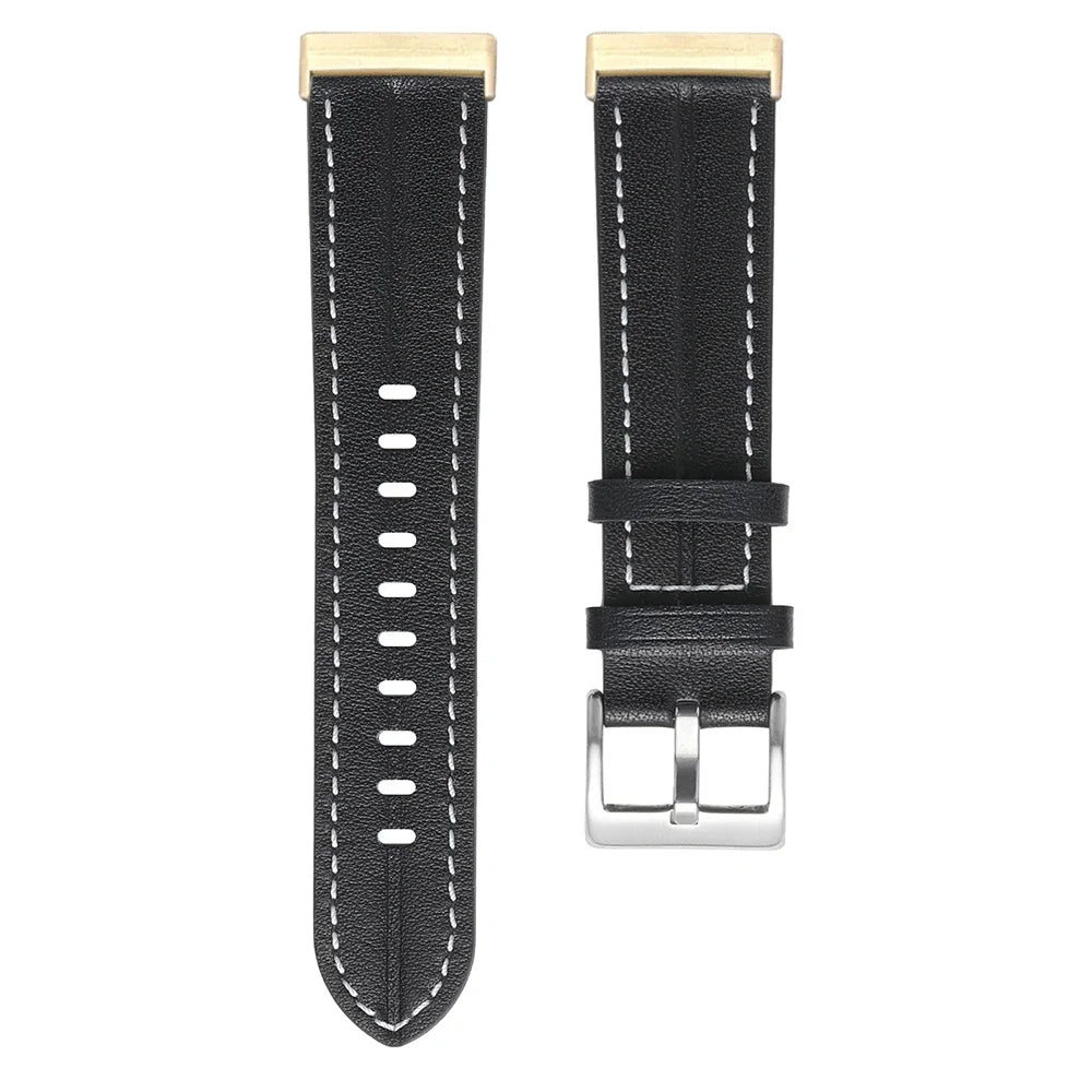 Leather watch band for Fitbit Versa 3, Versa 4, Sense 1 and Sense 2 black