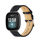 Leather watch band for Fitbit Versa 3, Versa 4, Sense 1 and Sense 2 black