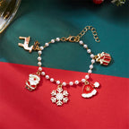 Pearl Bracelet with Christmas Charms