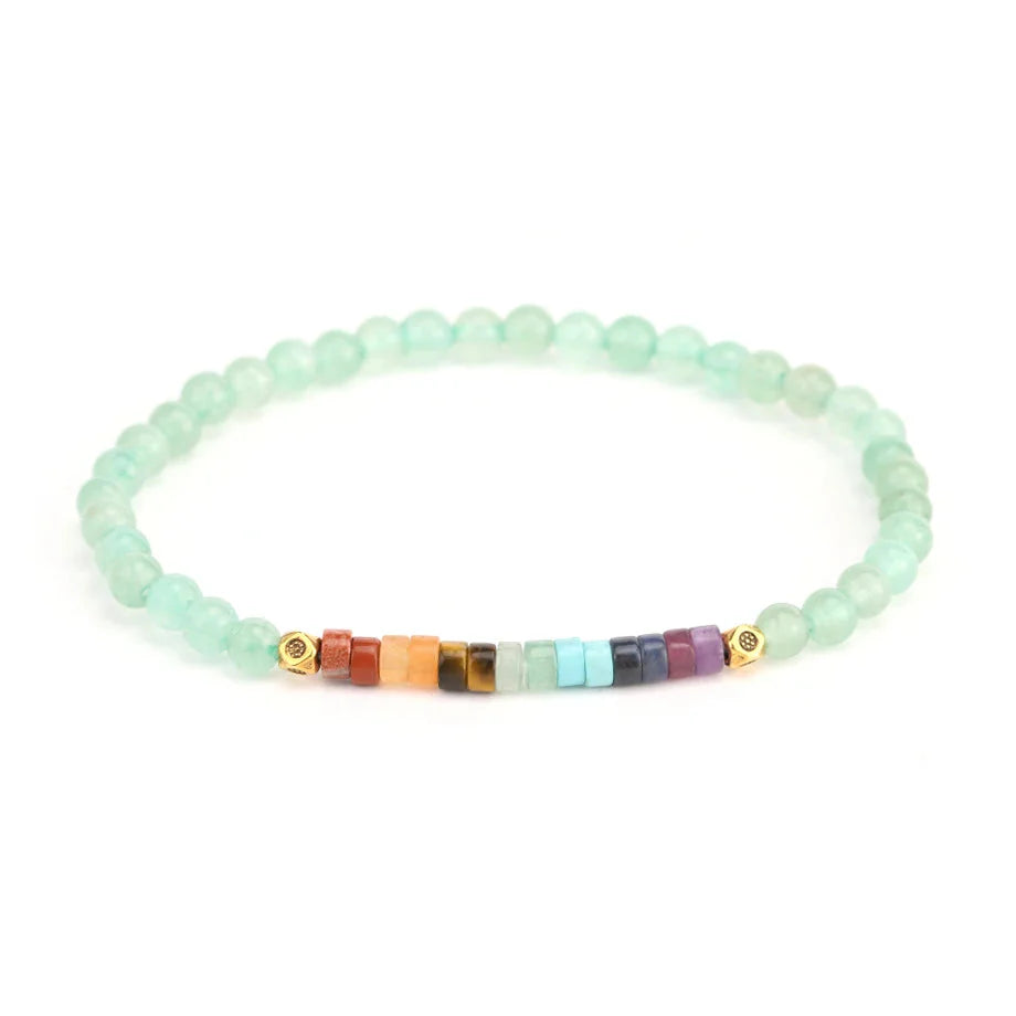 Natural Stone Bracelet 7 Chakras Green Aventurine