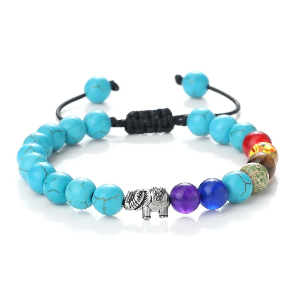 Natural Stone and Elephant 7 Chakras Bracelet 7