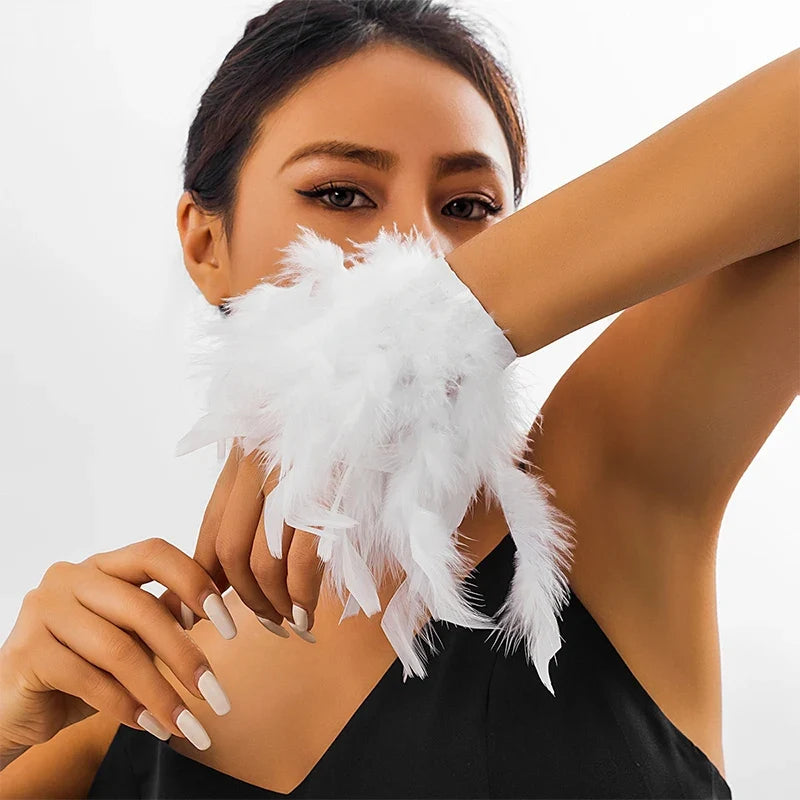 White vaporous pink feather bracelet
