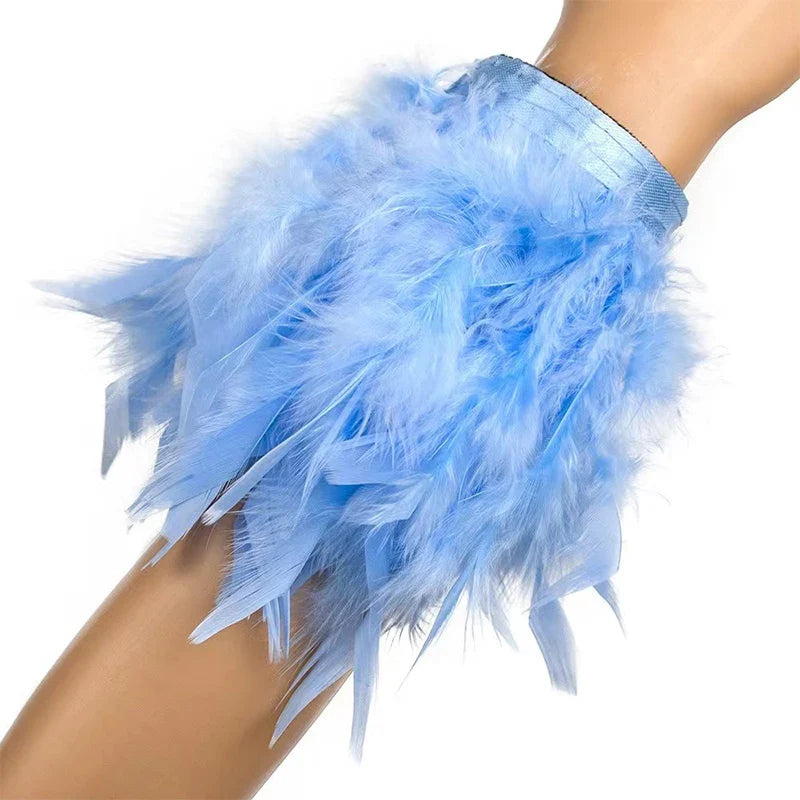 Blue vaporous pink feather bracelet