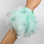 Green vaporous pink feather bracelet