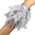 Gray vaporous pink feather bracelet