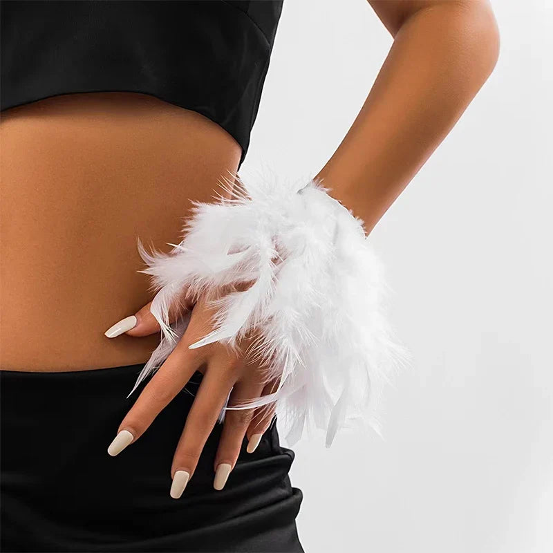 White vaporous pink feather bracelet