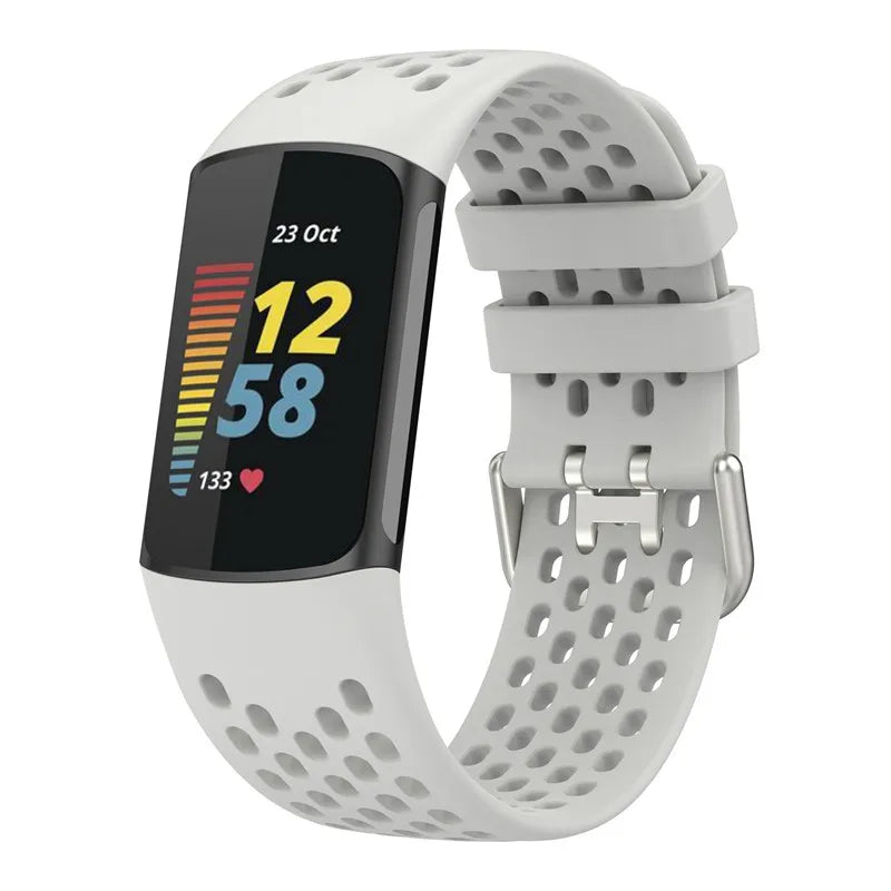 Silicone watch band for Fitbit Charge 5, Charge 6 white