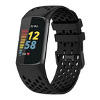 Silicone watch band for Fitbit Charge 5, Charge 6 black