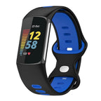 Silicone watch band for Fitbit Charge 5, Charge 6 black blue