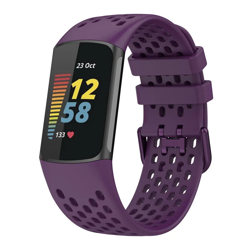 Silicone watch band for Fitbit Charge 5, Charge 6 purple