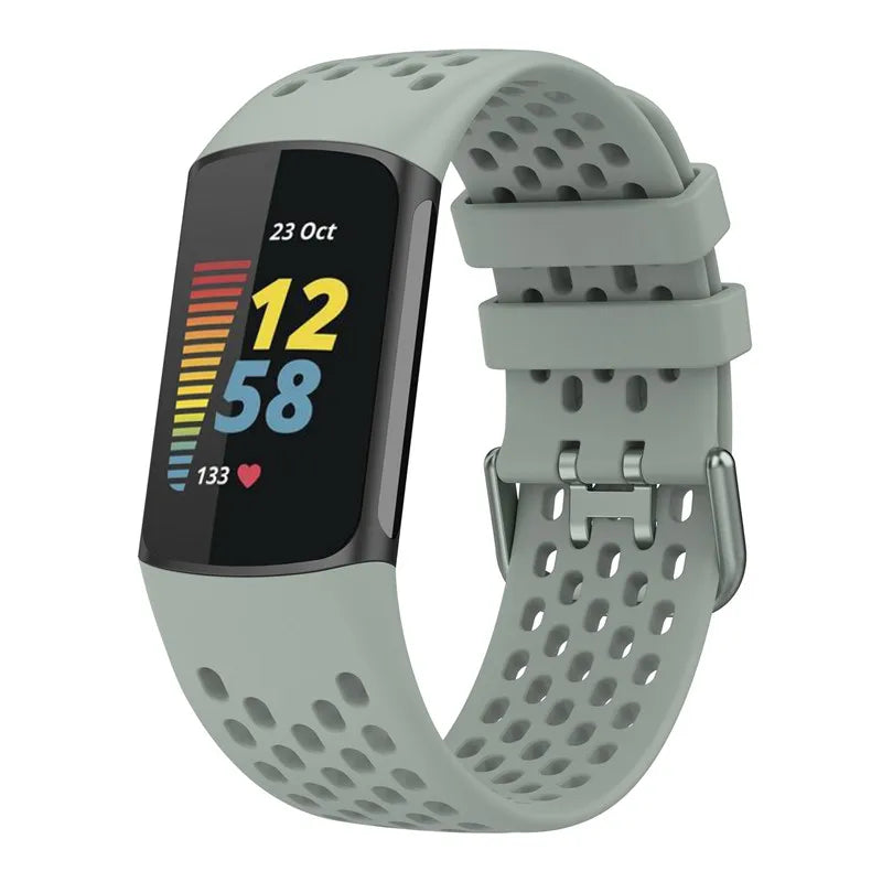 Silicone watch band for Fitbit Charge 5, Charge 6 gray
