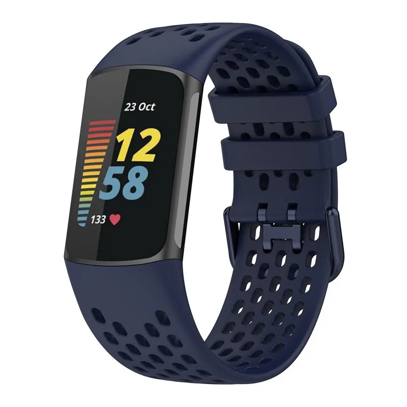Silicone watch band for Fitbit Charge 5, Charge 6 navy blue