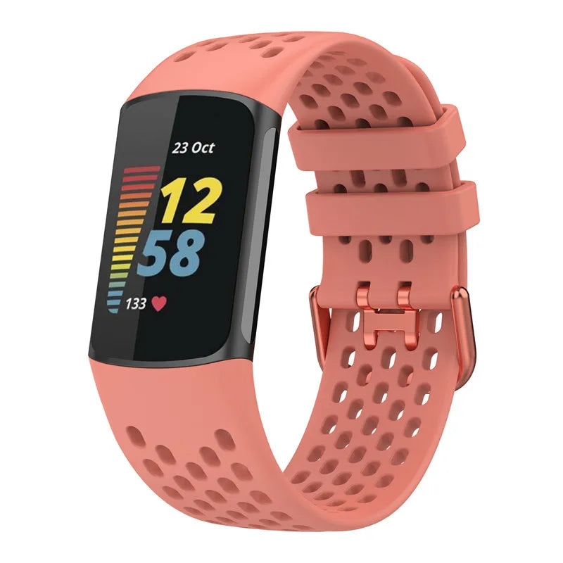 Silicone watch band for Fitbit Charge 5, Charge 6 pink
