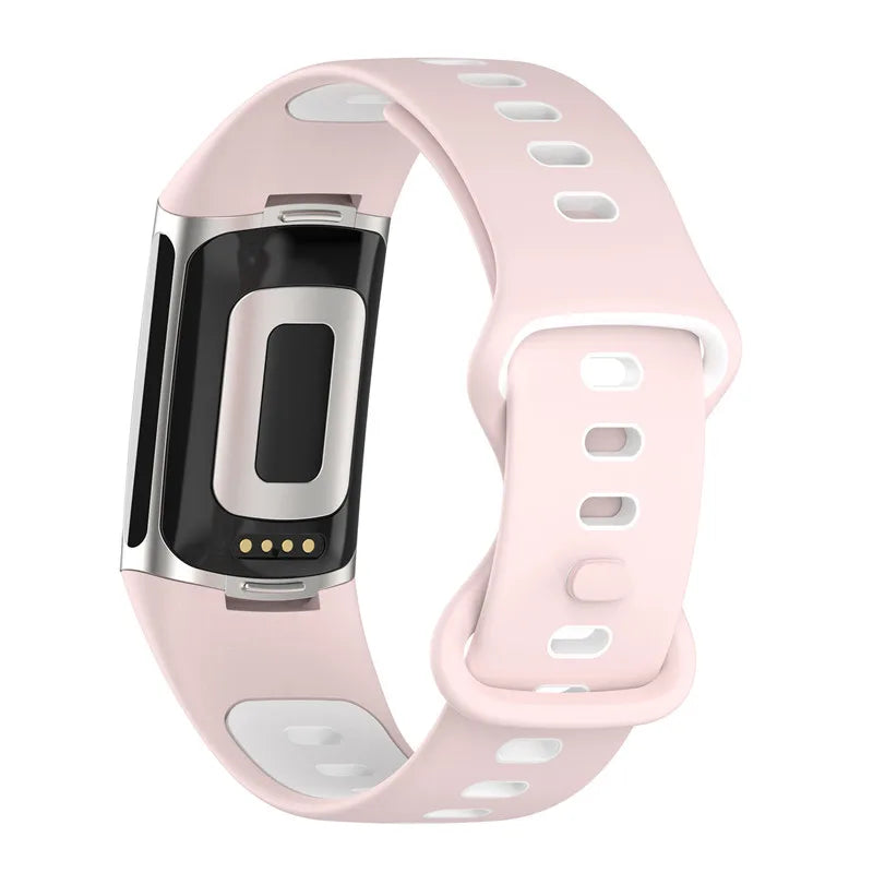 Silicone watch band for Fitbit Charge 5, Charge 6 pink