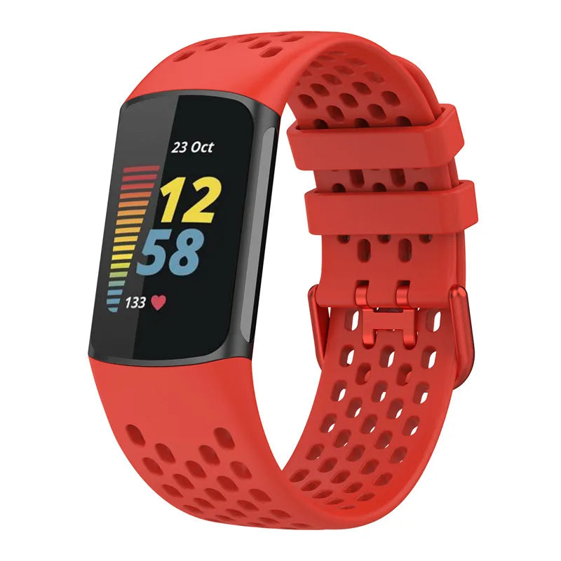 Silicone watch band for Fitbit Charge 5, Charge 6 red