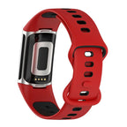 Silicone watch band for Fitbit Charge 5, Charge 6 red black
