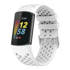 Silicone watch band for Fitbit Charge 5, Charge 6 white