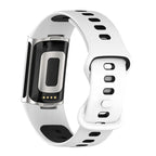 Silicone watch band for Fitbit Charge 5, Charge 6 white black