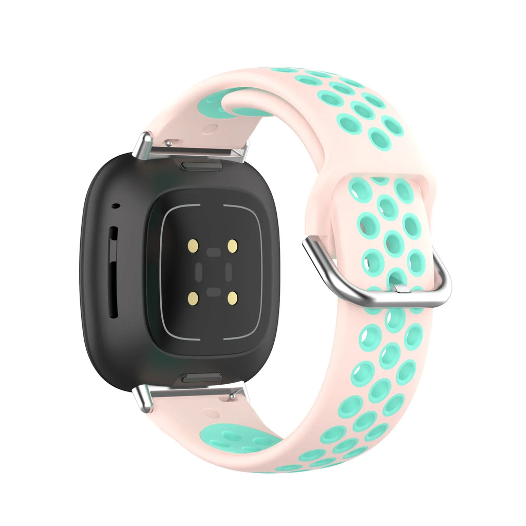 Silicone watch band for Fitbit Versa 3, Versa 4, Sense 1 and Sense 2 in pink and cyan