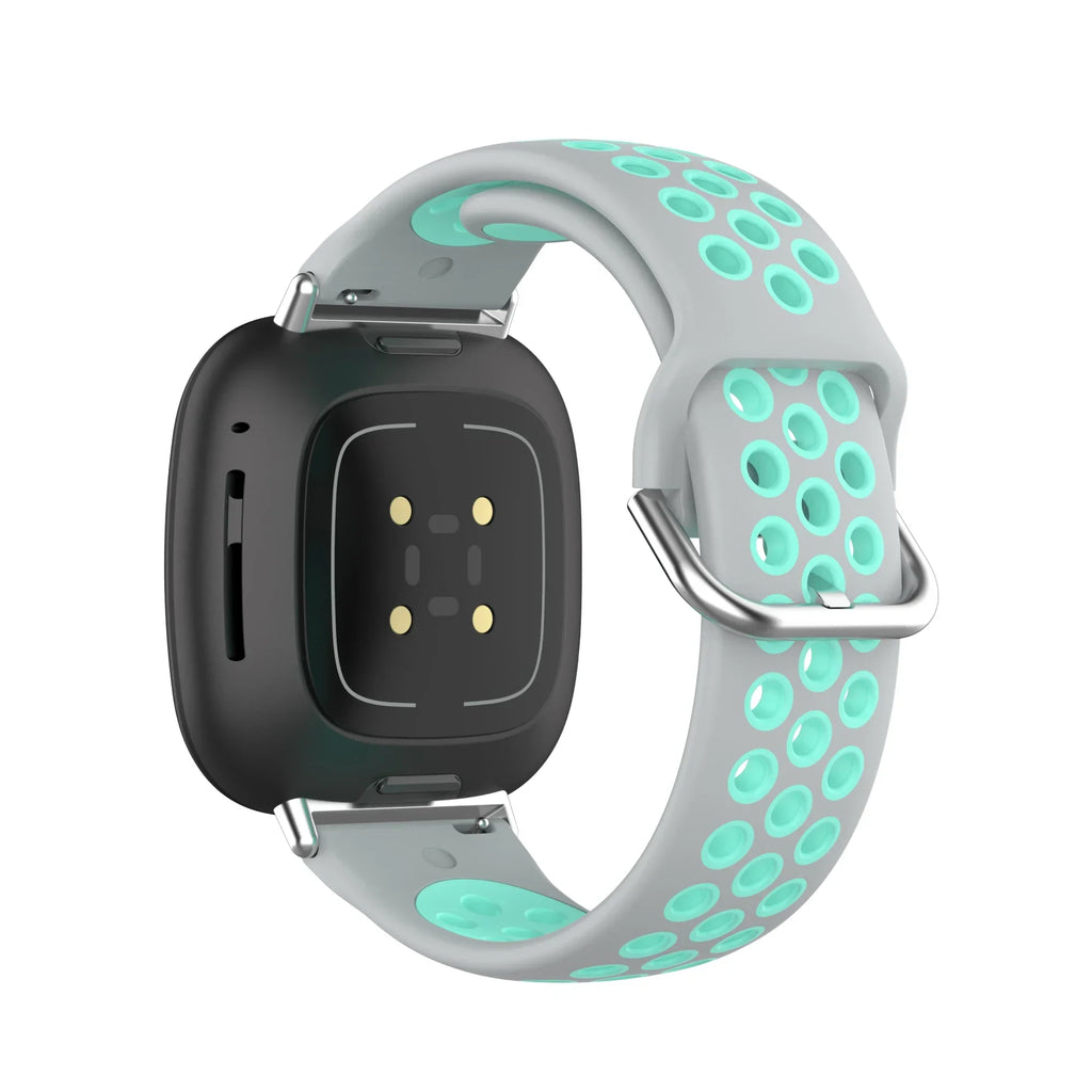 Silicone watch band for Fitbit Versa 3, Versa 4, Sense 1 and Sense 2 in gray and cyan