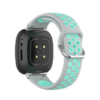 Silicone watch band for Fitbit Versa 3, Versa 4, Sense 1 and Sense 2 in gray and cyan