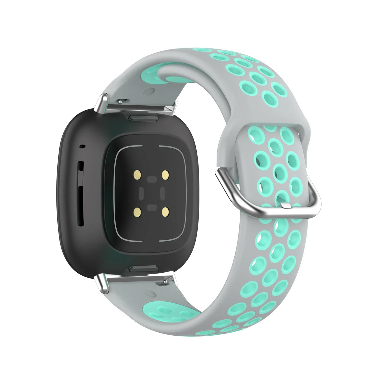 Silicone watch band for Fitbit Versa 3, Versa 4, Sense 1 and Sense 2 in gray and cyan