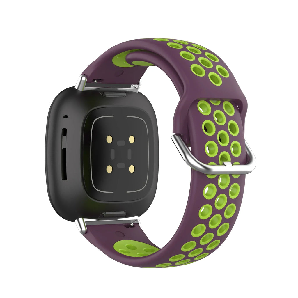 Silicone watch band for Fitbit Versa 3, Versa 4, Sense 1 and Sense 2 in purple and green