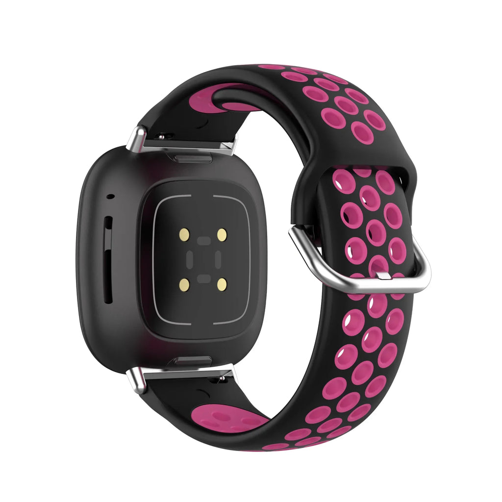 Silicone watch band for Fitbit Versa 3, Versa 4, Sense 1 and Sense 2 in black and pink