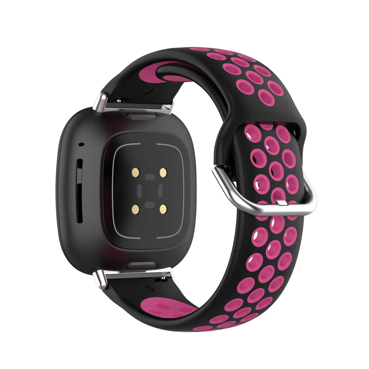 Silicone watch band for Fitbit Versa 3, Versa 4, Sense 1 and Sense 2 in black and pink