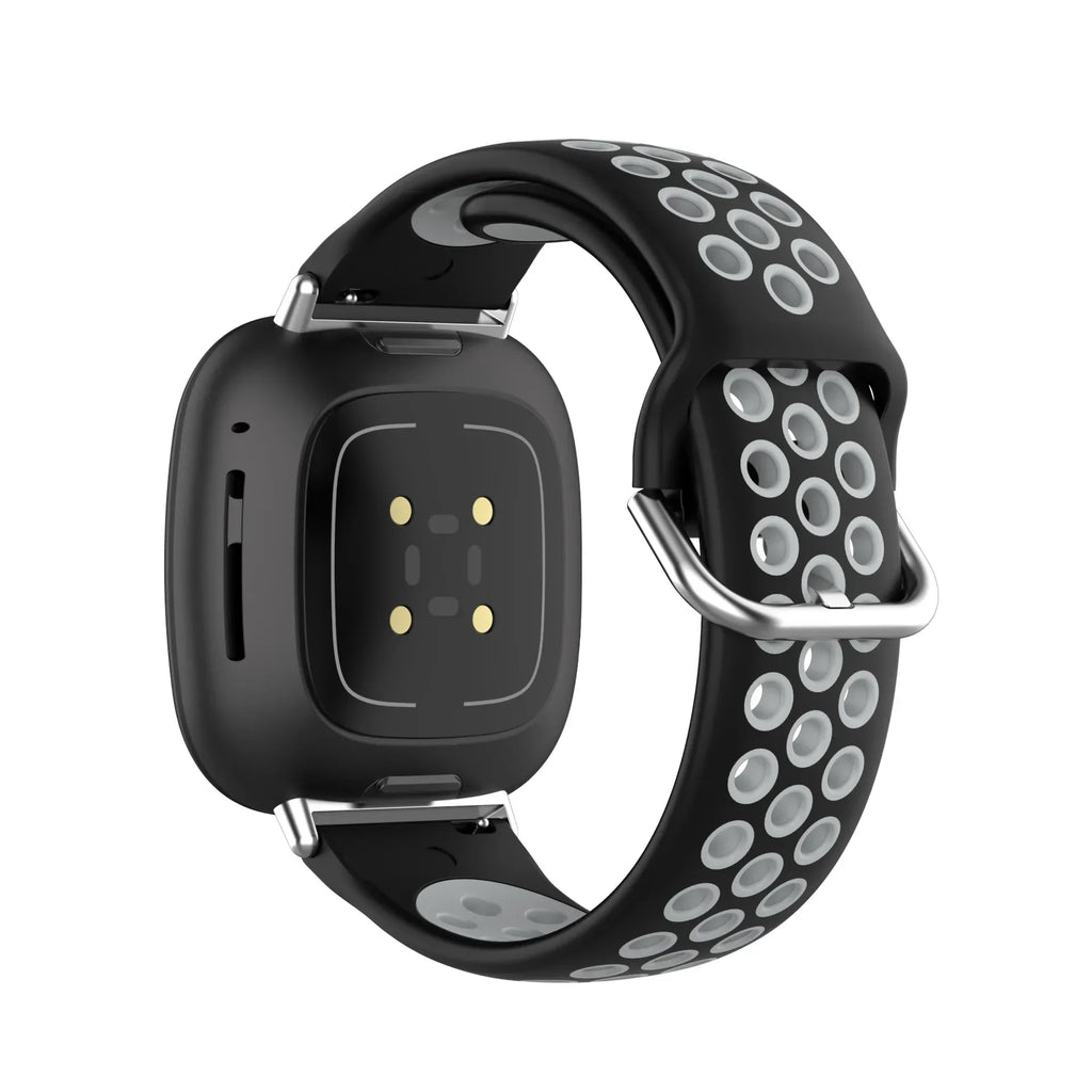 Silicone watch band for Fitbit Versa 3, Versa 4, Sense 1 and Sense 2 in black and gray