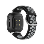 Silicone watch band for Fitbit Versa 3, Versa 4, Sense 1 and Sense 2 in black and gray