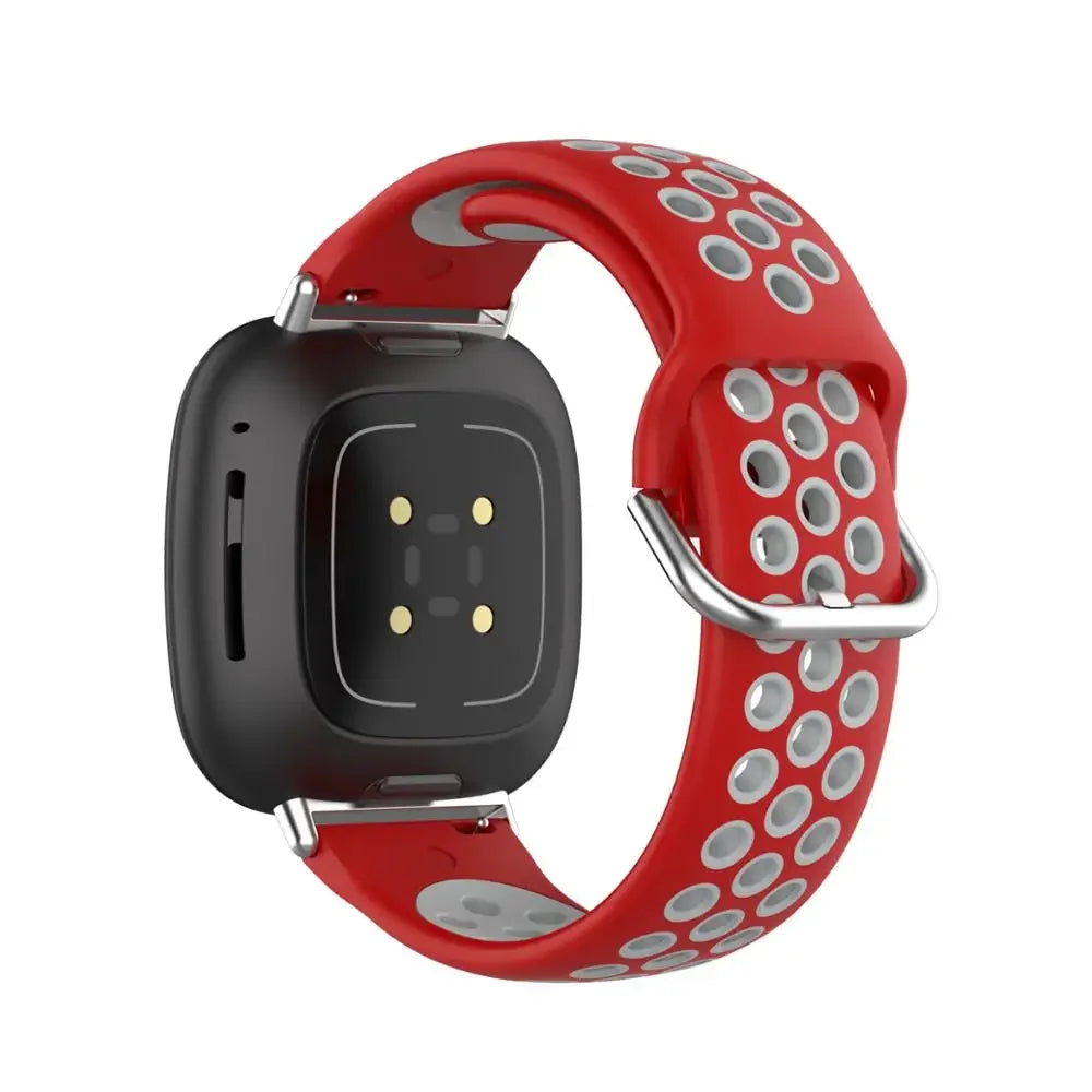 Silicone watch band for Fitbit Versa 3, Versa 4, Sense 1 and Sense 2 in red and gray