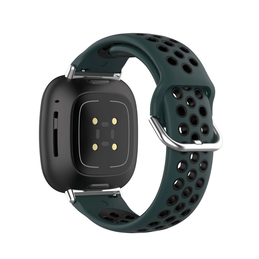 Silicone watch band for Fitbit Versa 3, Versa 4, Sense 1 and Sense 2 in green and black