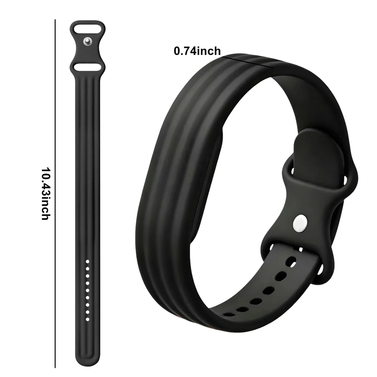 Black silicone watch band for Google Fitbit Air watch