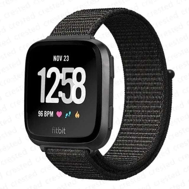 Fabric Watch Strap Fitbit Versa 3 Versa 4 Sense 2 Black