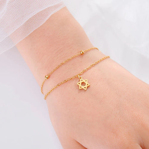 Gold Star of David Bracelet